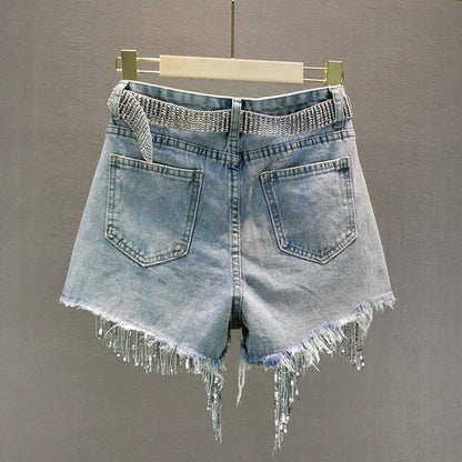 Luisa - Tassel Denim Shorts